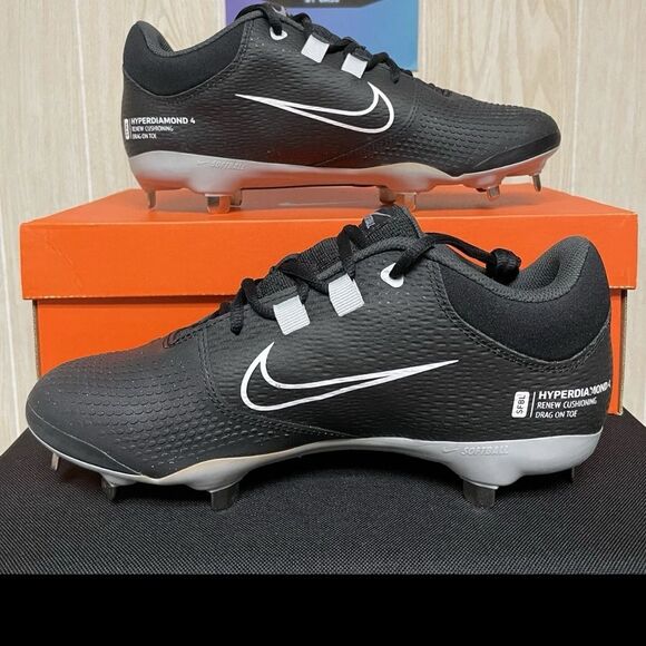 Nike Hyperdiamond 4 Pro Black and White Cleats - Picture 1 of 7